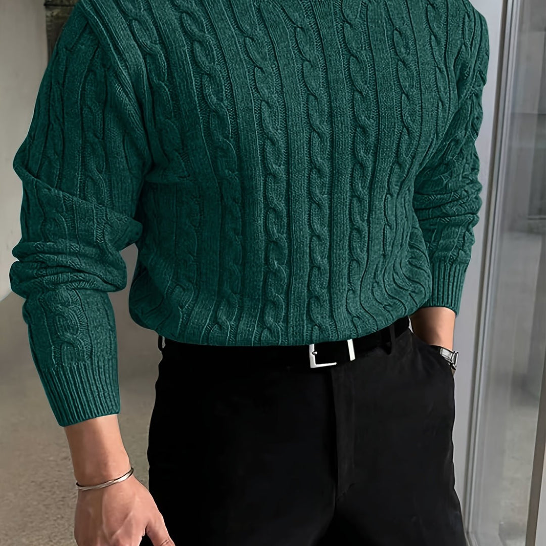 Men's Cable Knit Crew Neck Sweater