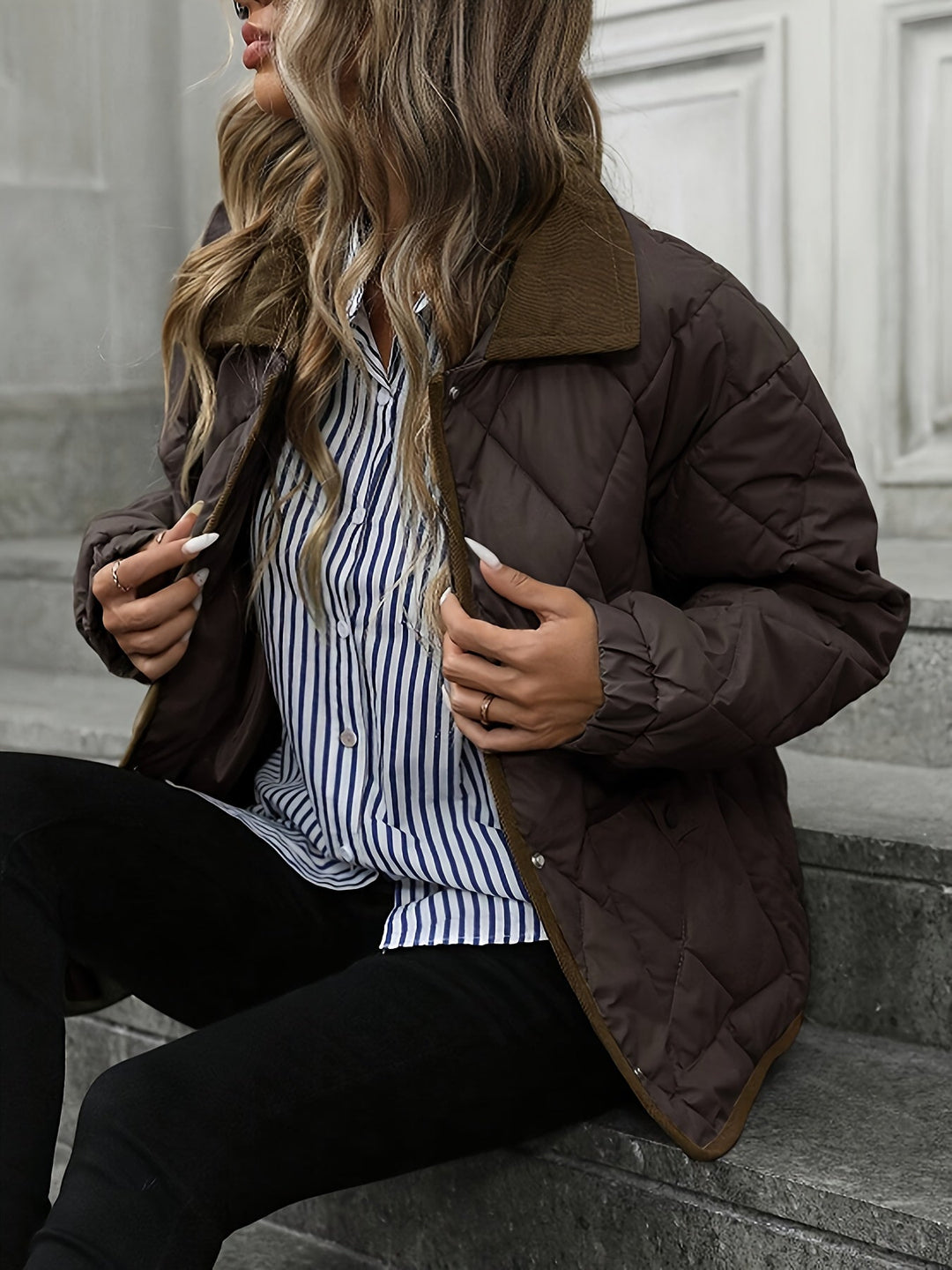 Diamond-Quilted Padded Jacket for Women