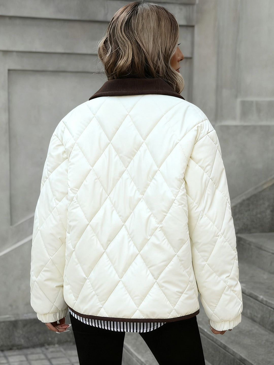 Diamond-Quilted Padded Jacket for Women