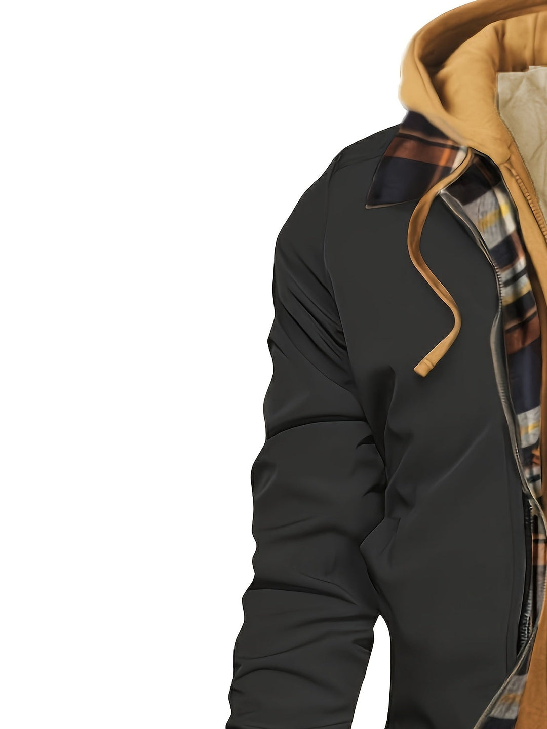 Hooded Warm-Lined Zip Jacket for Men, Plus Size