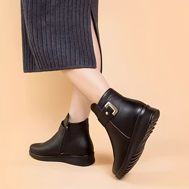 Buckle Ankle Boots for Women, Cozy Style