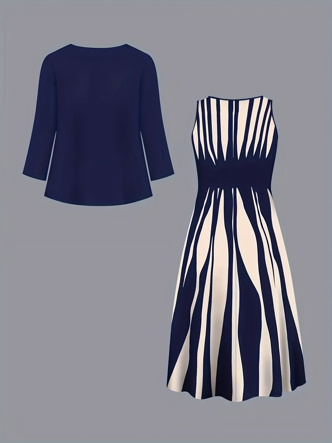 Two-Piece Elegant Dress Set for Women, Plus Size