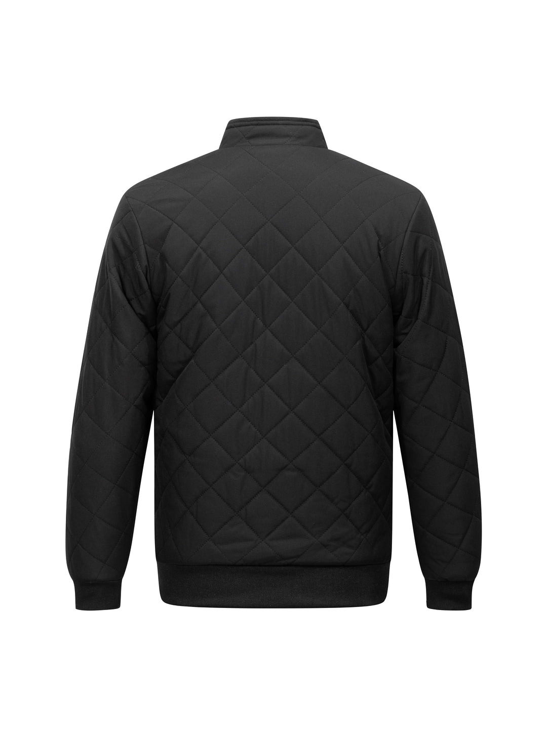 Black Quilted Bomber Jacket for Men