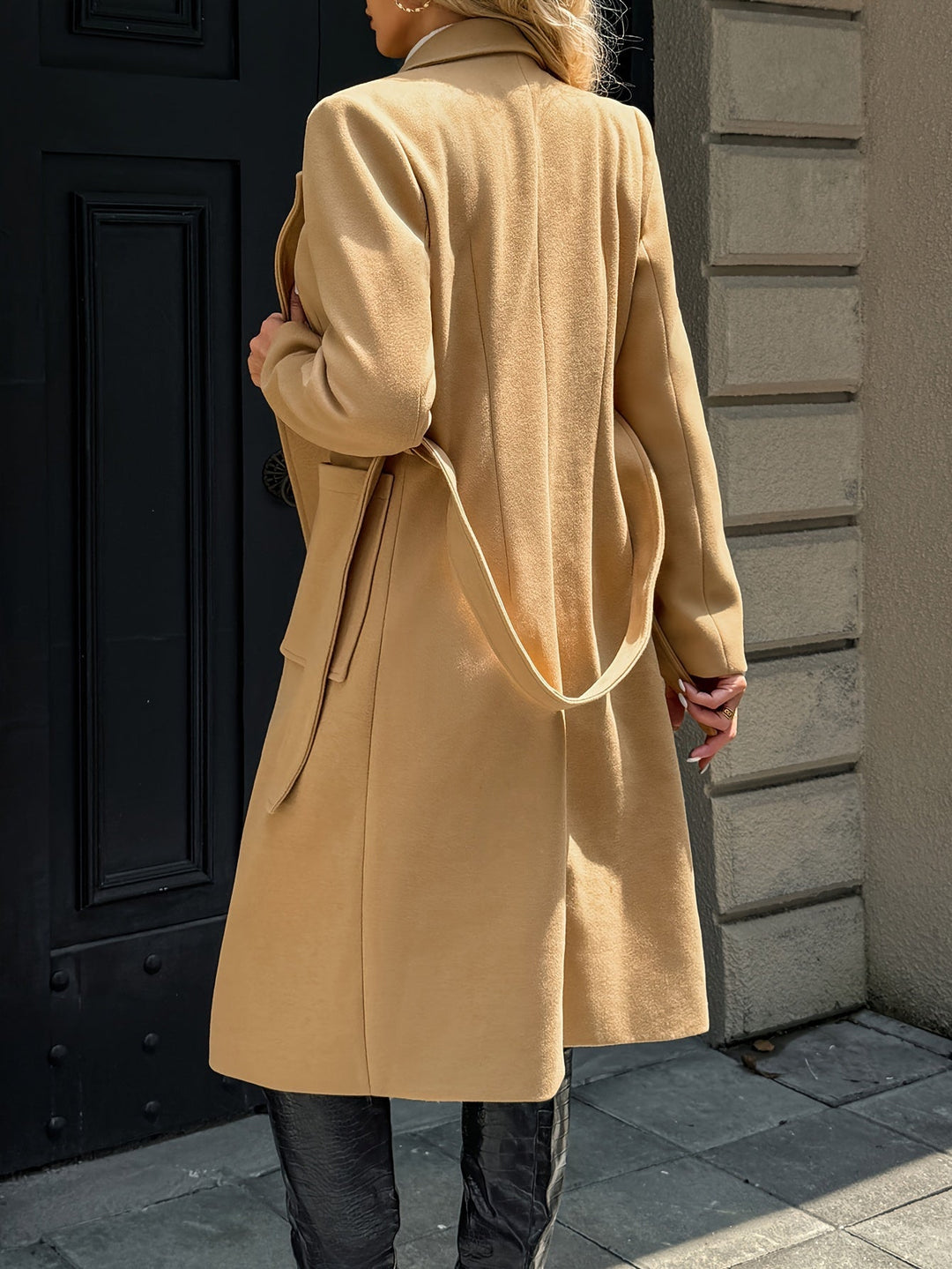 Tailored Belted Long Coat for Women
