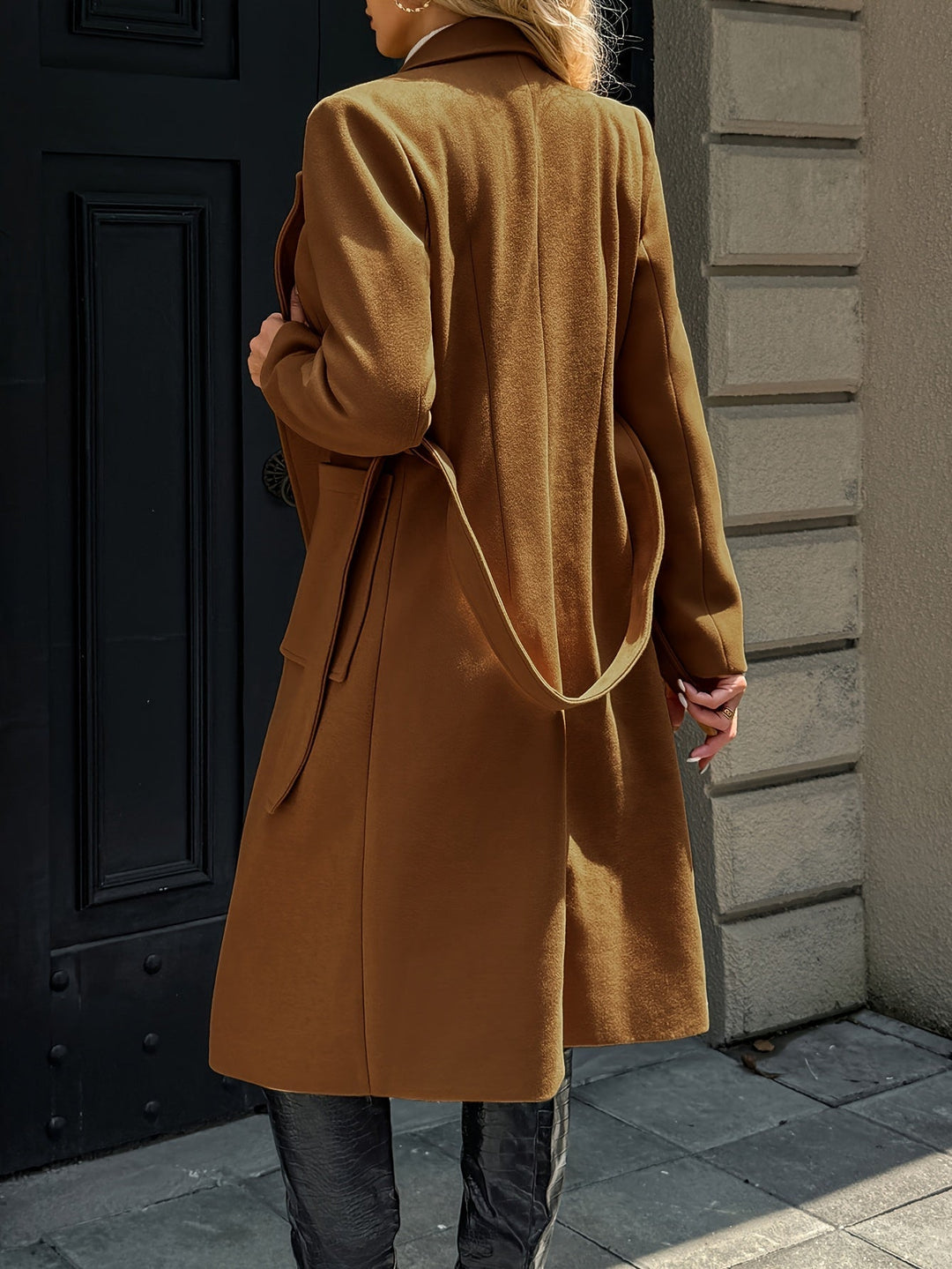 Tailored Belted Long Coat for Women