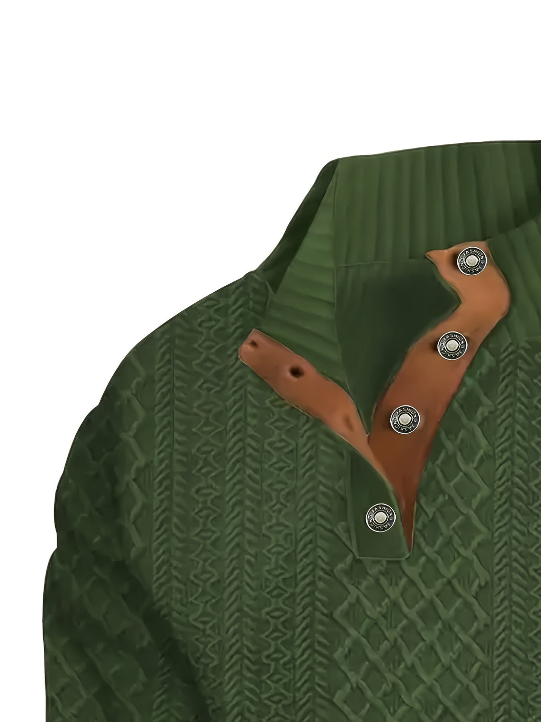 Stand Collar Button Henley Sweater for Men, Plus Size