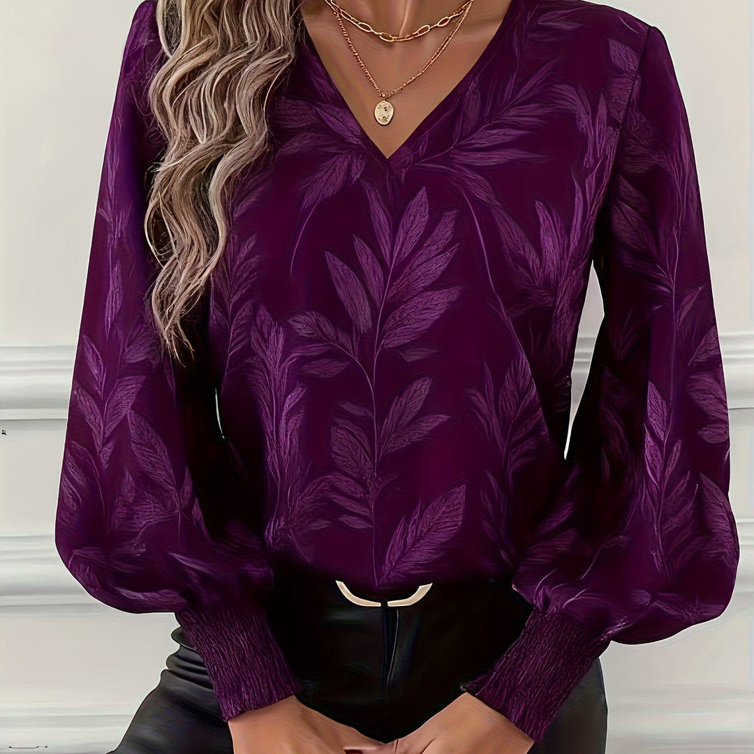 Botanical V-Neck Blouse for Women