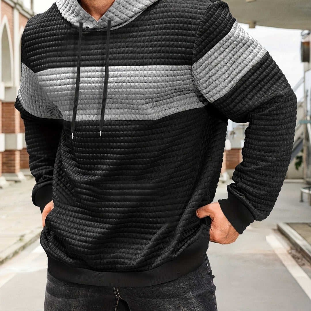 Colour-Block Hoodie for Men, Textured Style