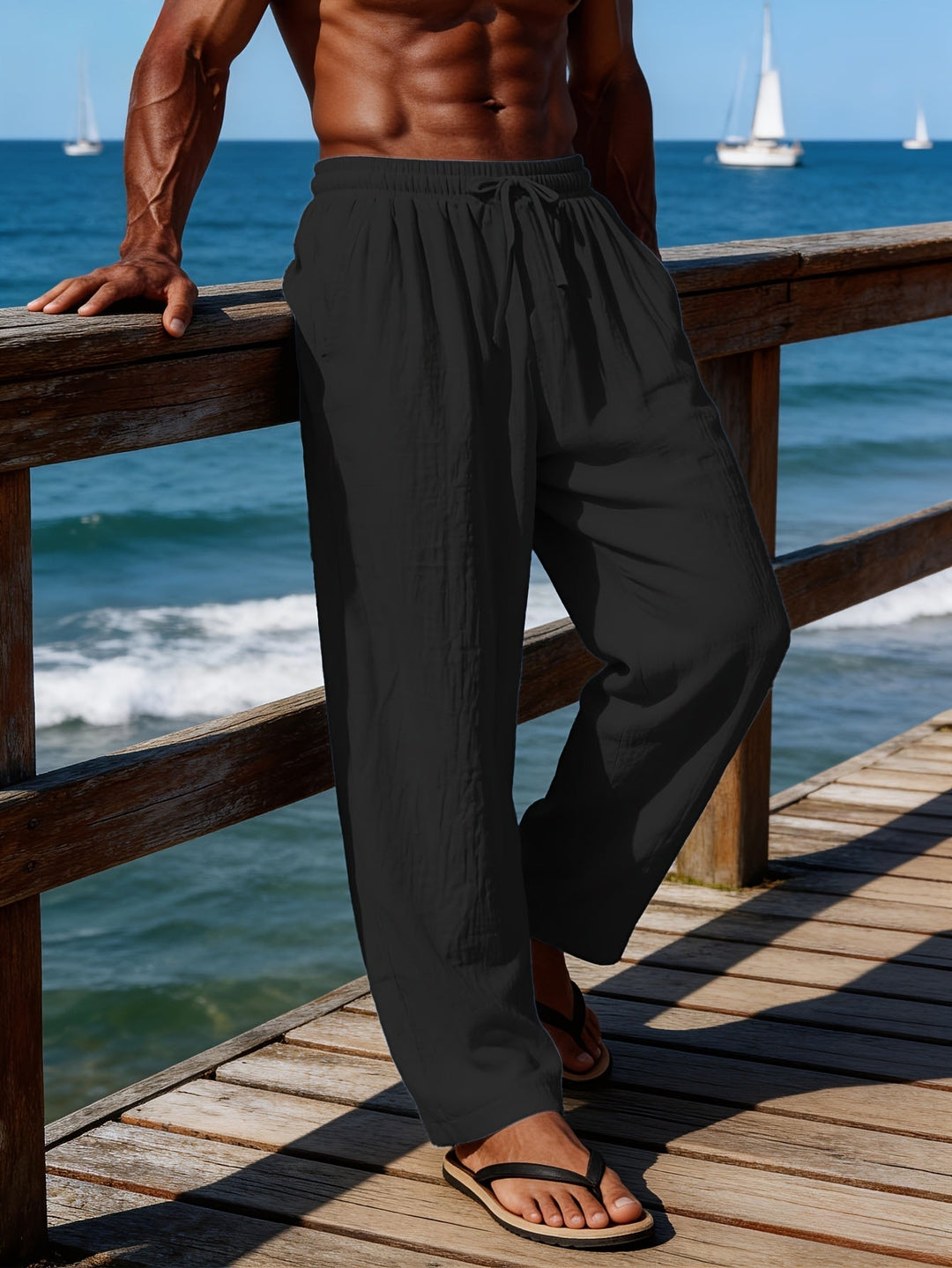 Relaxed Drawstring Pants for Men, Plus Size