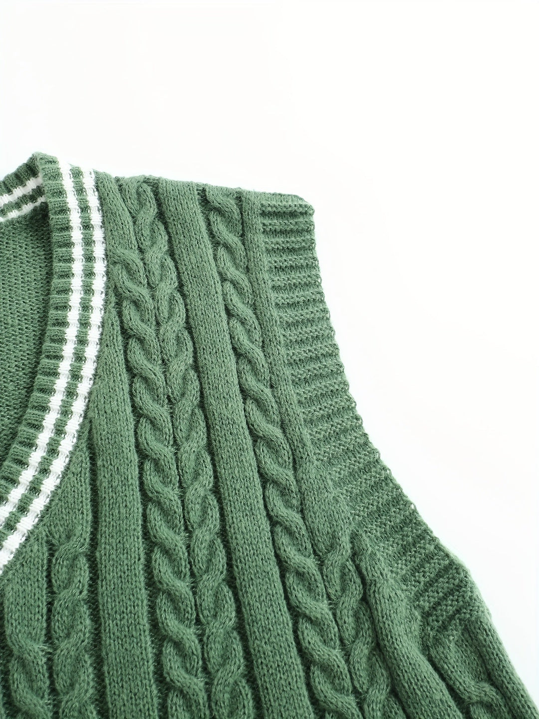 Cable-Knit V-Neck Sweater Vest for Men, Dark Gray