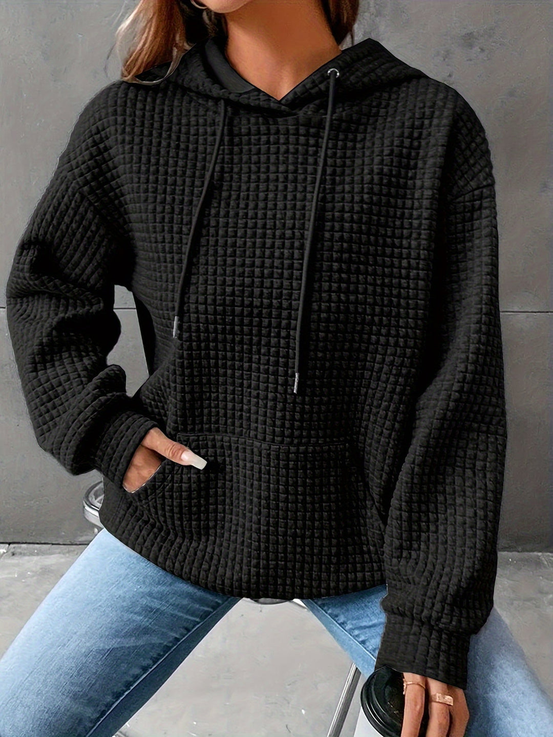 Cozy Textured Hoodie for Women, Plus Size