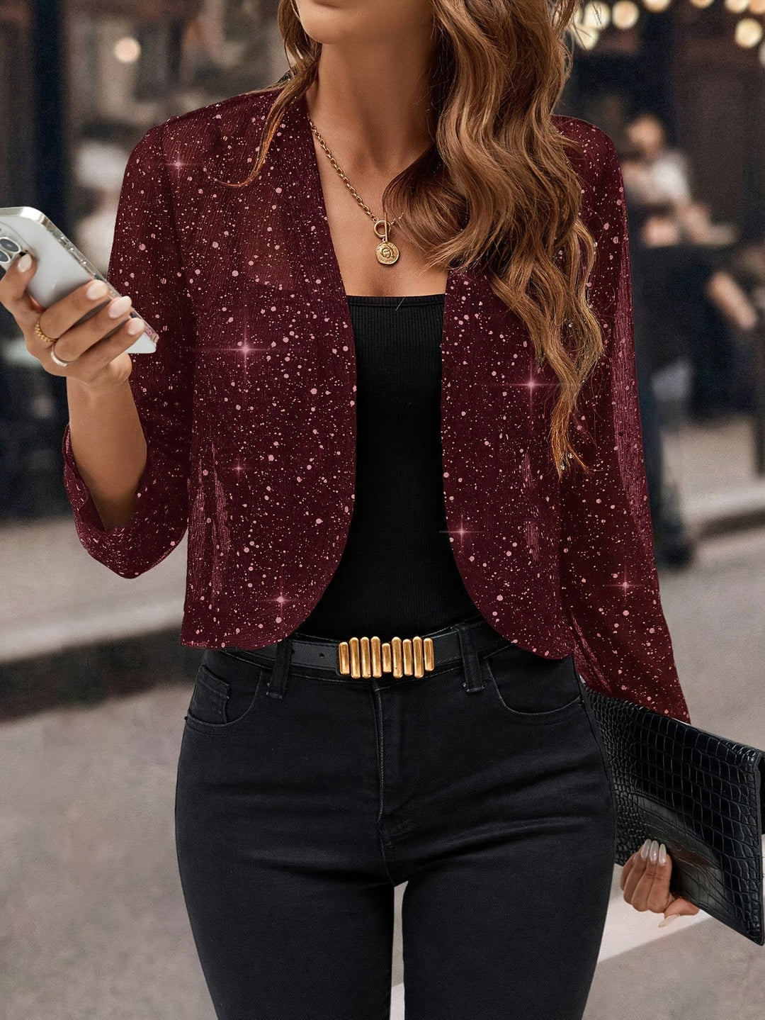 Shimmer Cropped Jacket for Women