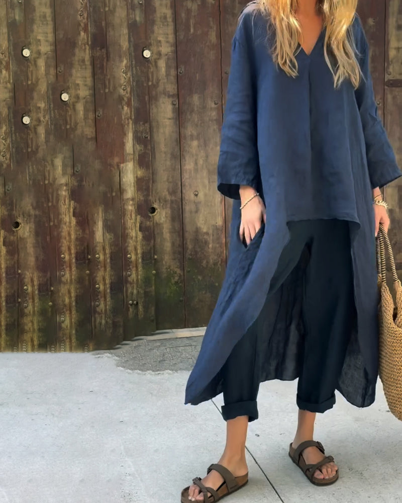 Loose V-Neck Set for Women, Elegant Style