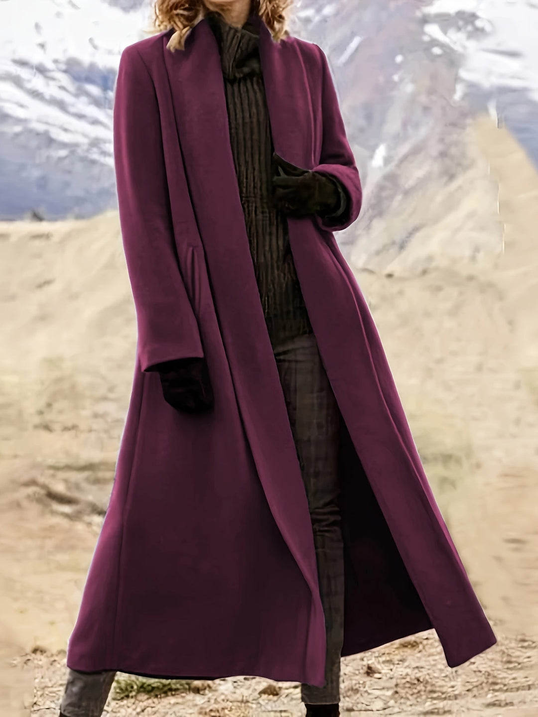 Elegant Longline Coat for Women, Plus Size