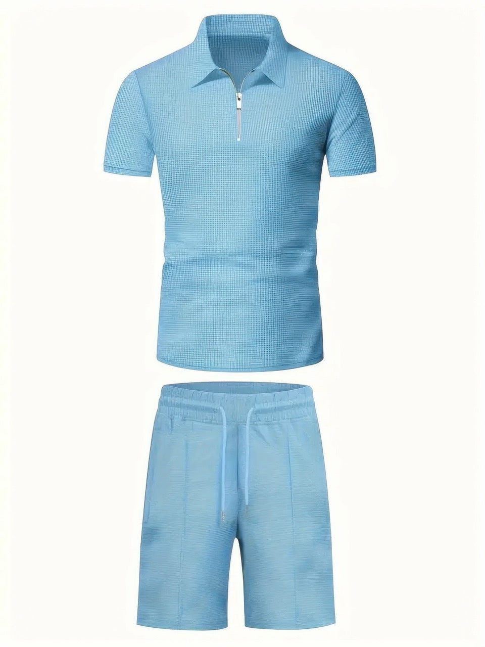 Zipper Shirt and Short Set, Men's Classic Fit