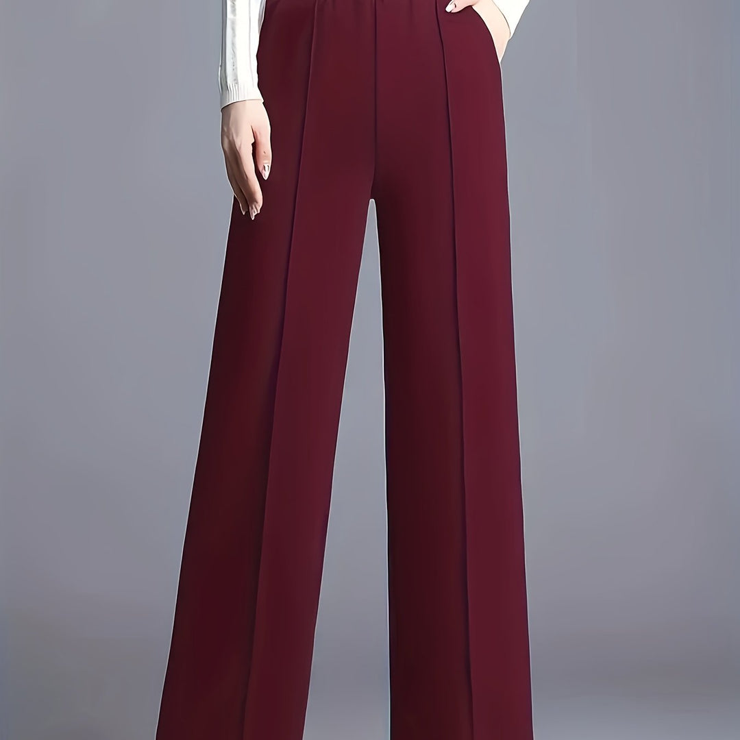 Ladies High-Waisted Wide-Leg Pants