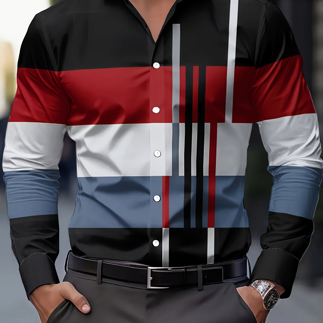 Men's Colour-Block Long-Sleeve Shirt