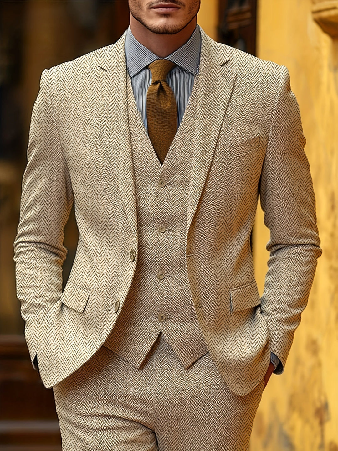 Refined Three-Piece Suit for Men, Plus Size