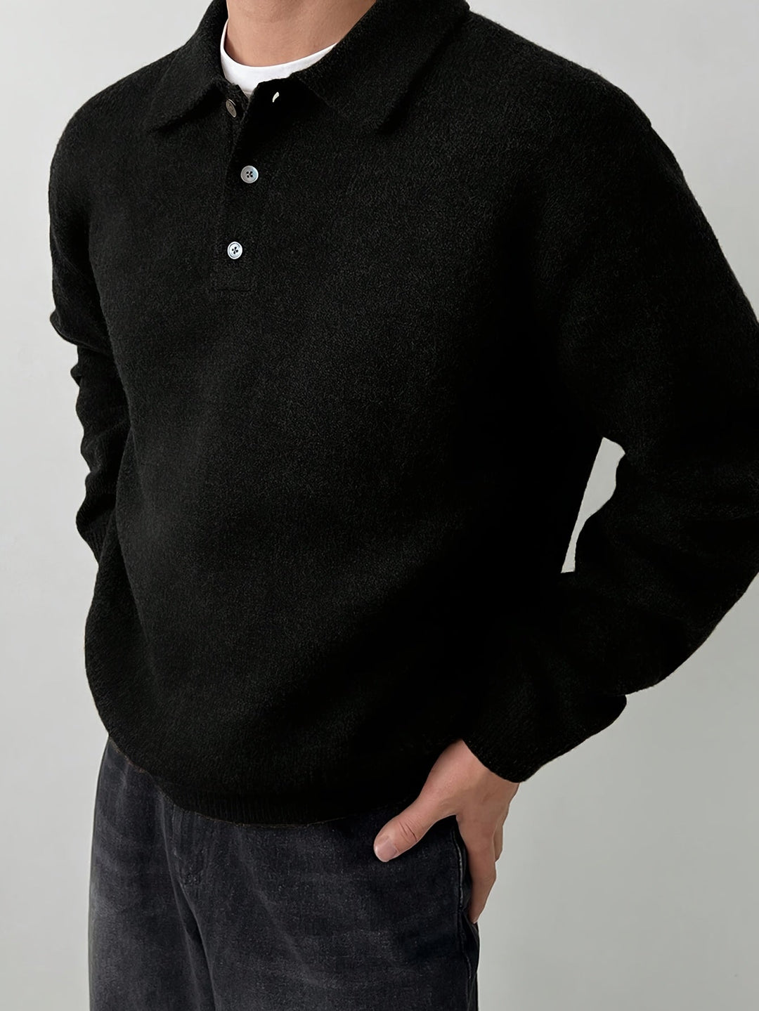 Polo Collar Sweater, Men's Refined Fit