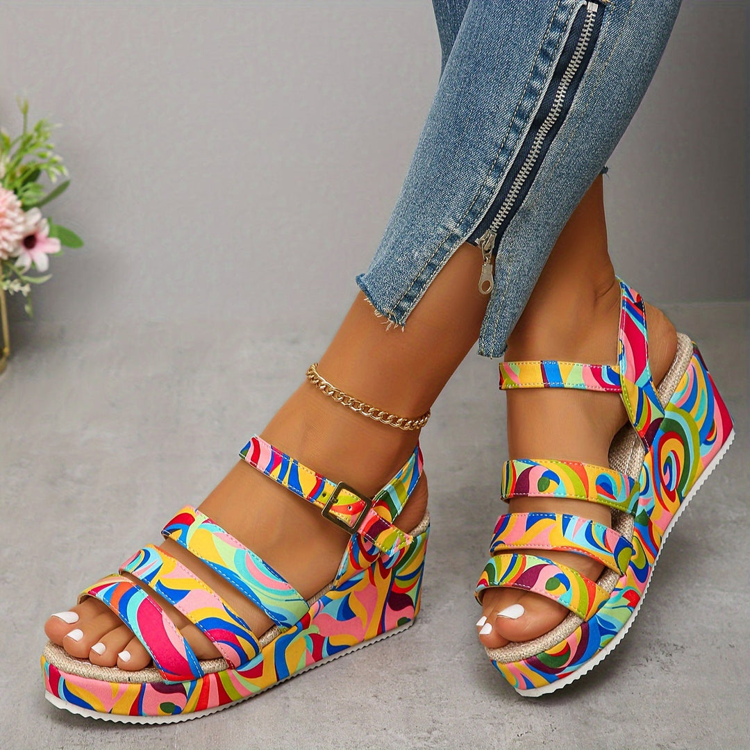 Strappy Platform Wedge Sandals for Women, Elegant Style