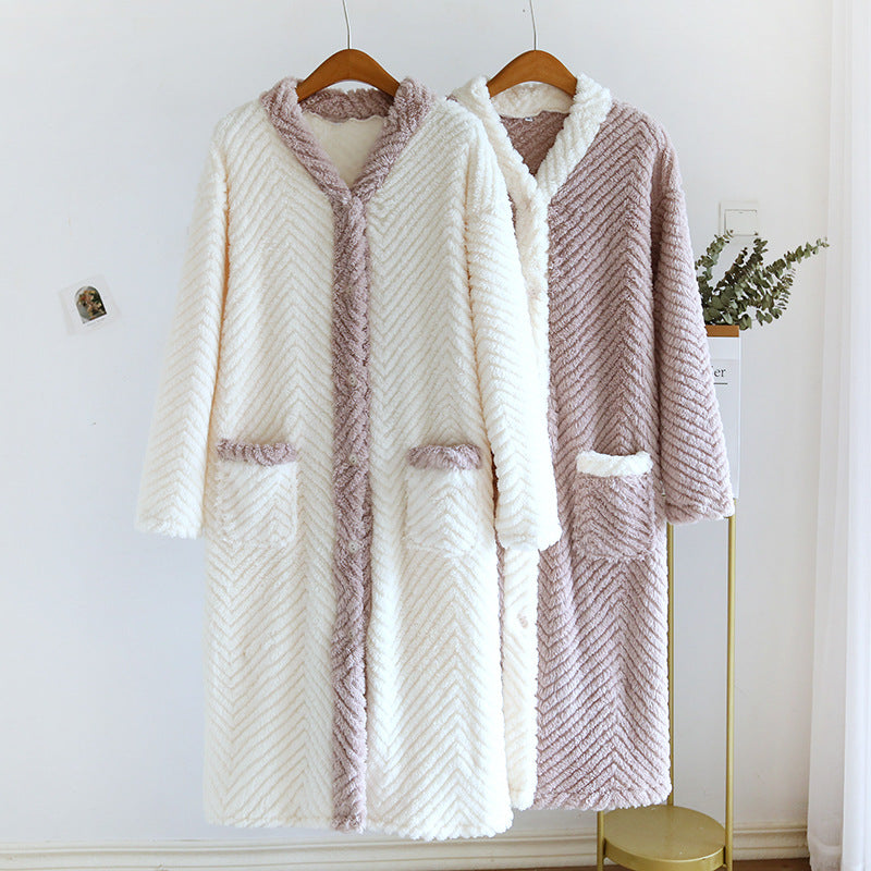 Women's Winter Coat – Beige, Purple Pink