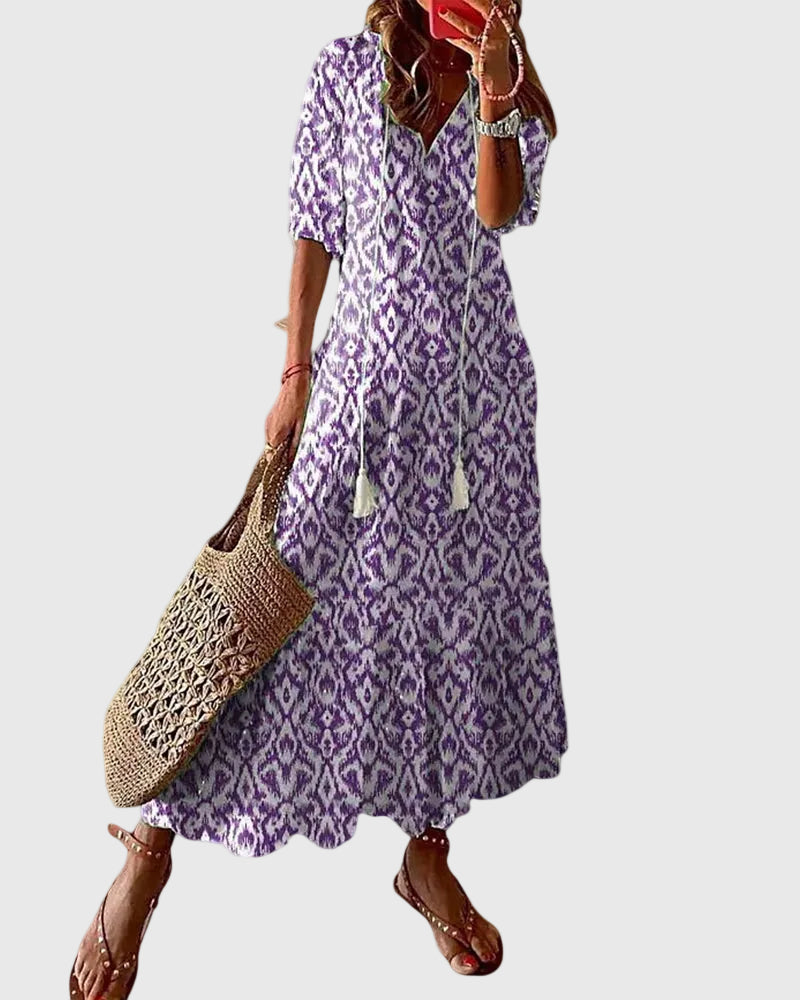 Boho Vintage Summer Maxi Dress for Women, Plus Size