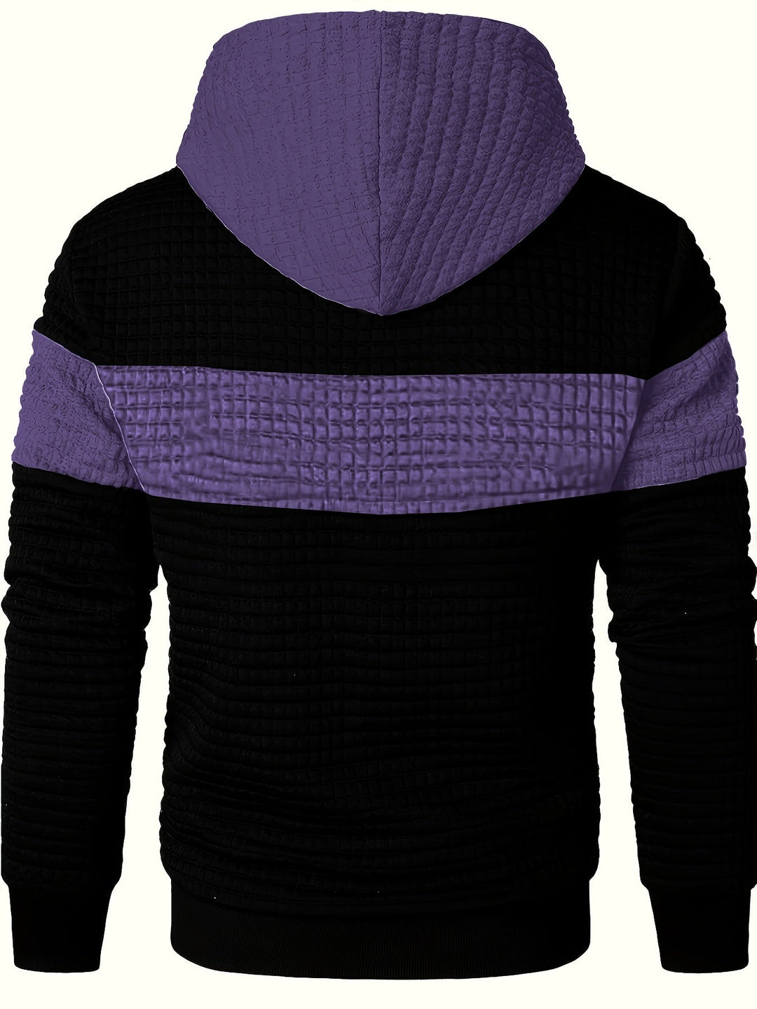 Colour-Block Hoodie for Men, Textured Style