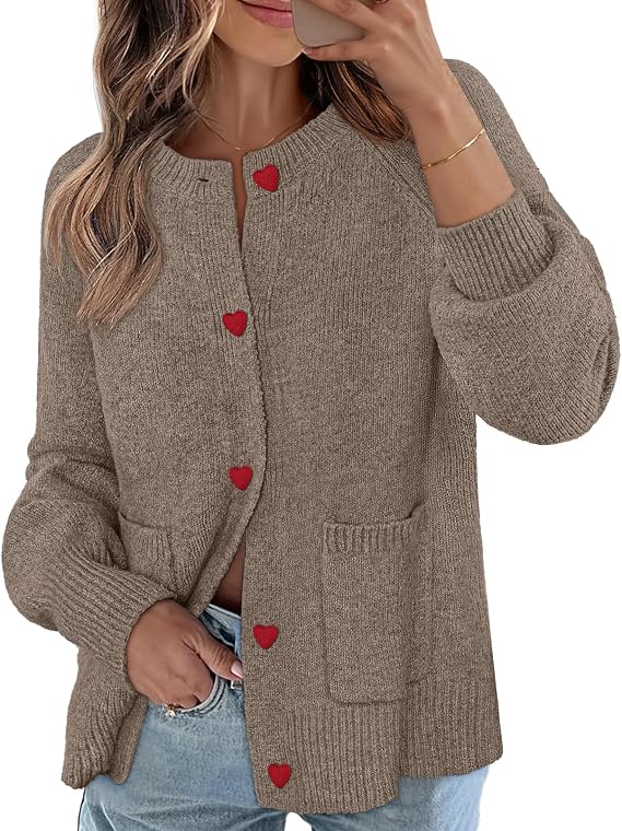 Women's Long Sleeve Button-Front Chunky Knit Cardigan