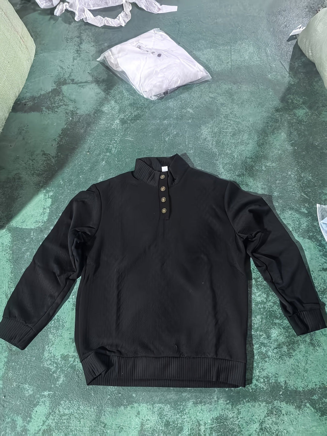 Stand Collar Button Henley Sweater for Men, Plus Size