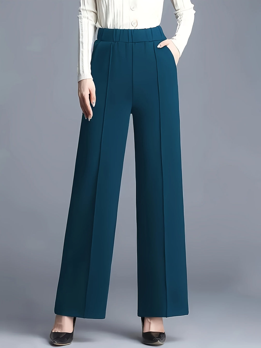 Ladies High-Waisted Wide-Leg Pants