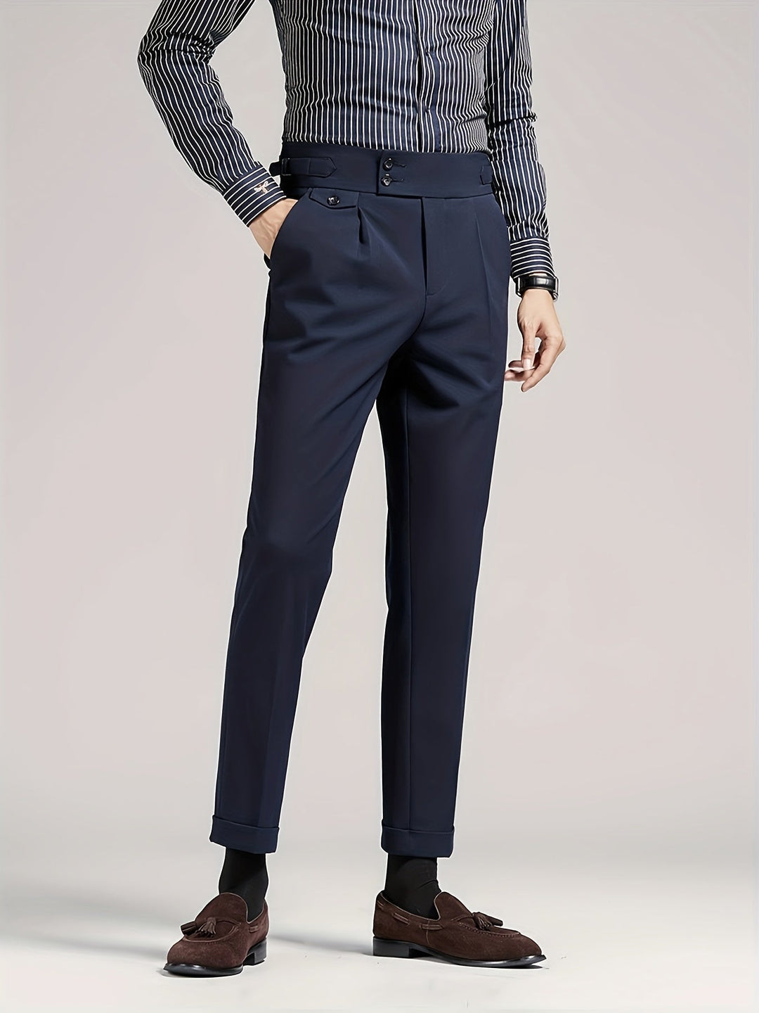 Tailored Single-Pleat Trousers for Men