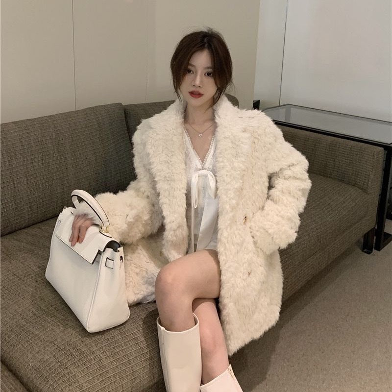 Women's Winter Coat – Black, White