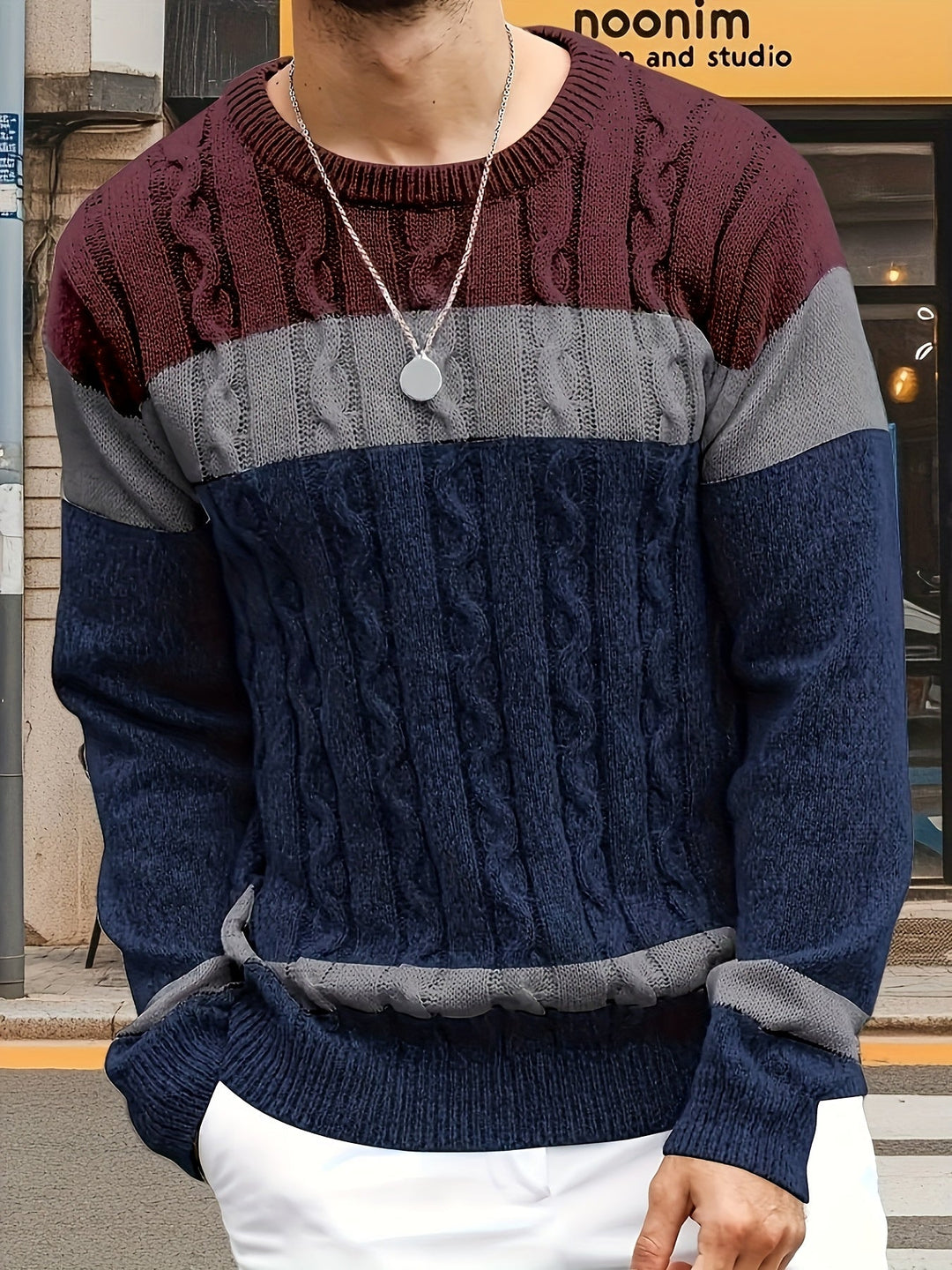 Cable-Knit Pullover for Men, Classic Style