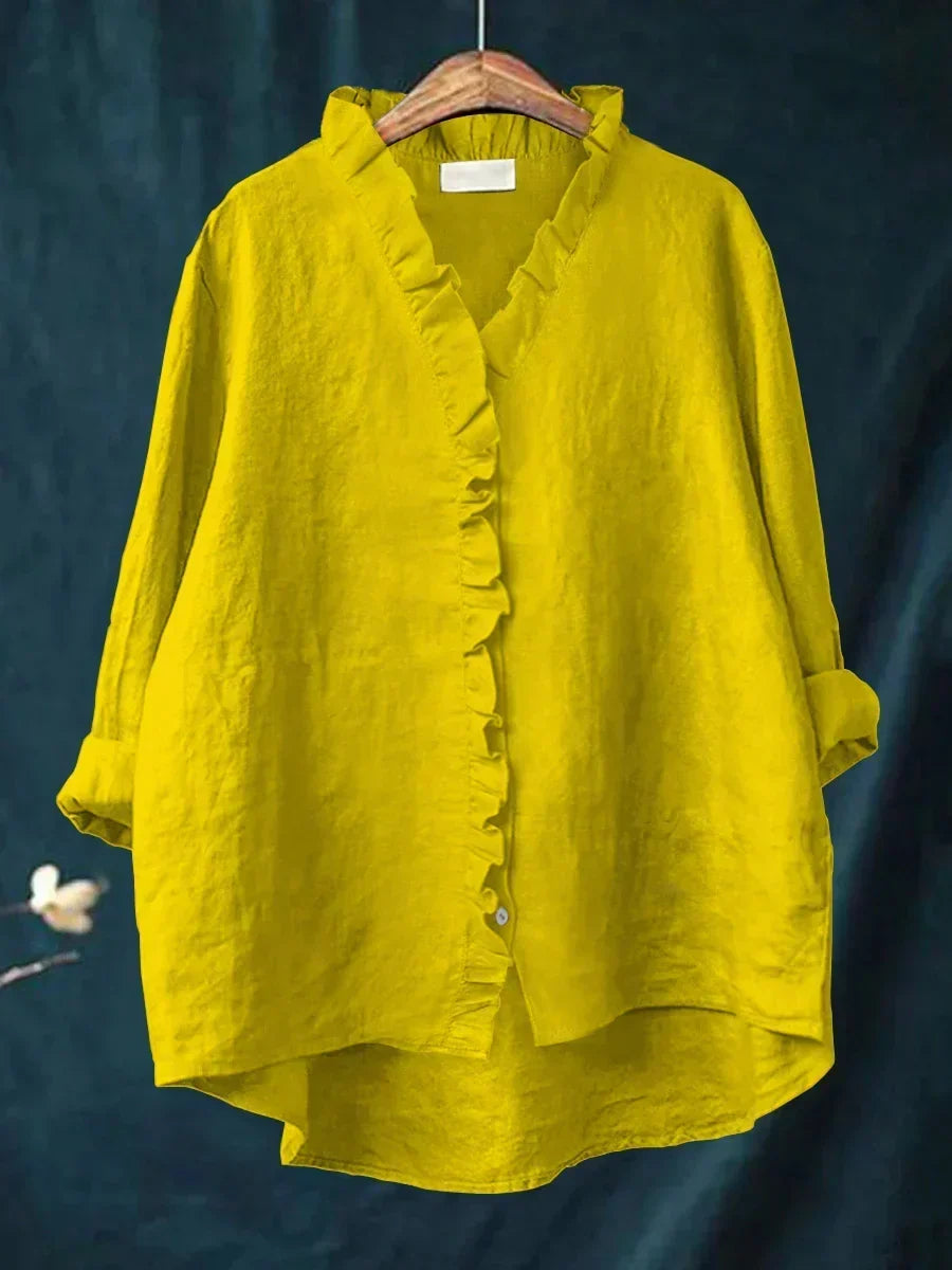 Casual Ruffle V-Neck Blouse for Women
