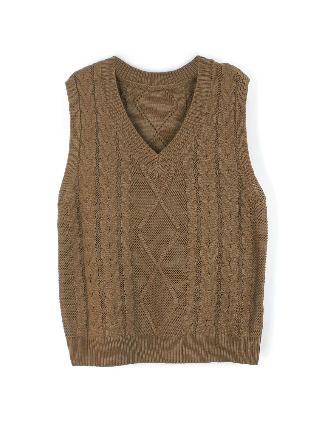 Ladies Cozy Cable-Knit V-Neck Sweater Vest