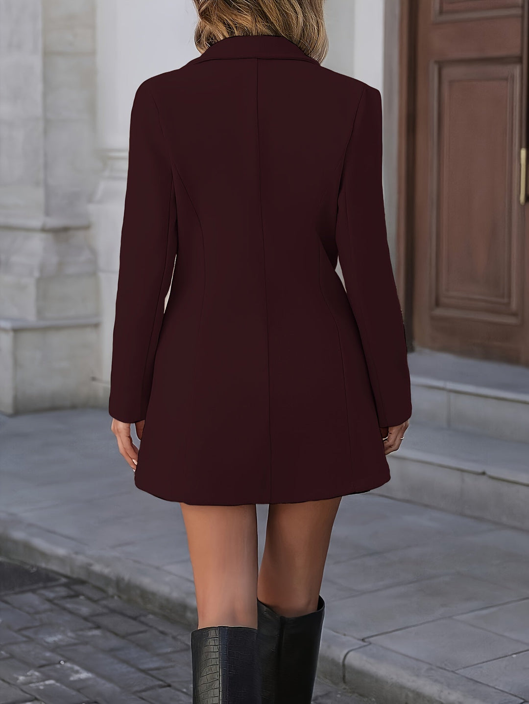 Ladies Waist-Cinching Mid-Length Coat