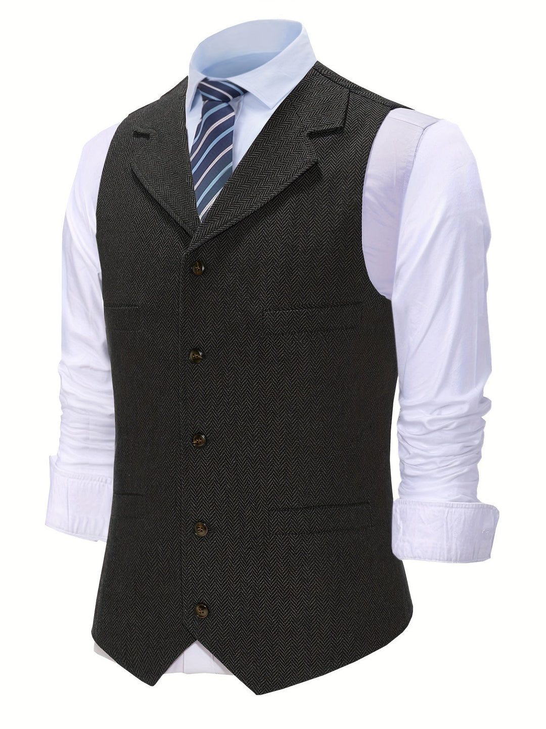 Refined Herringbone Waistcoat for Men
