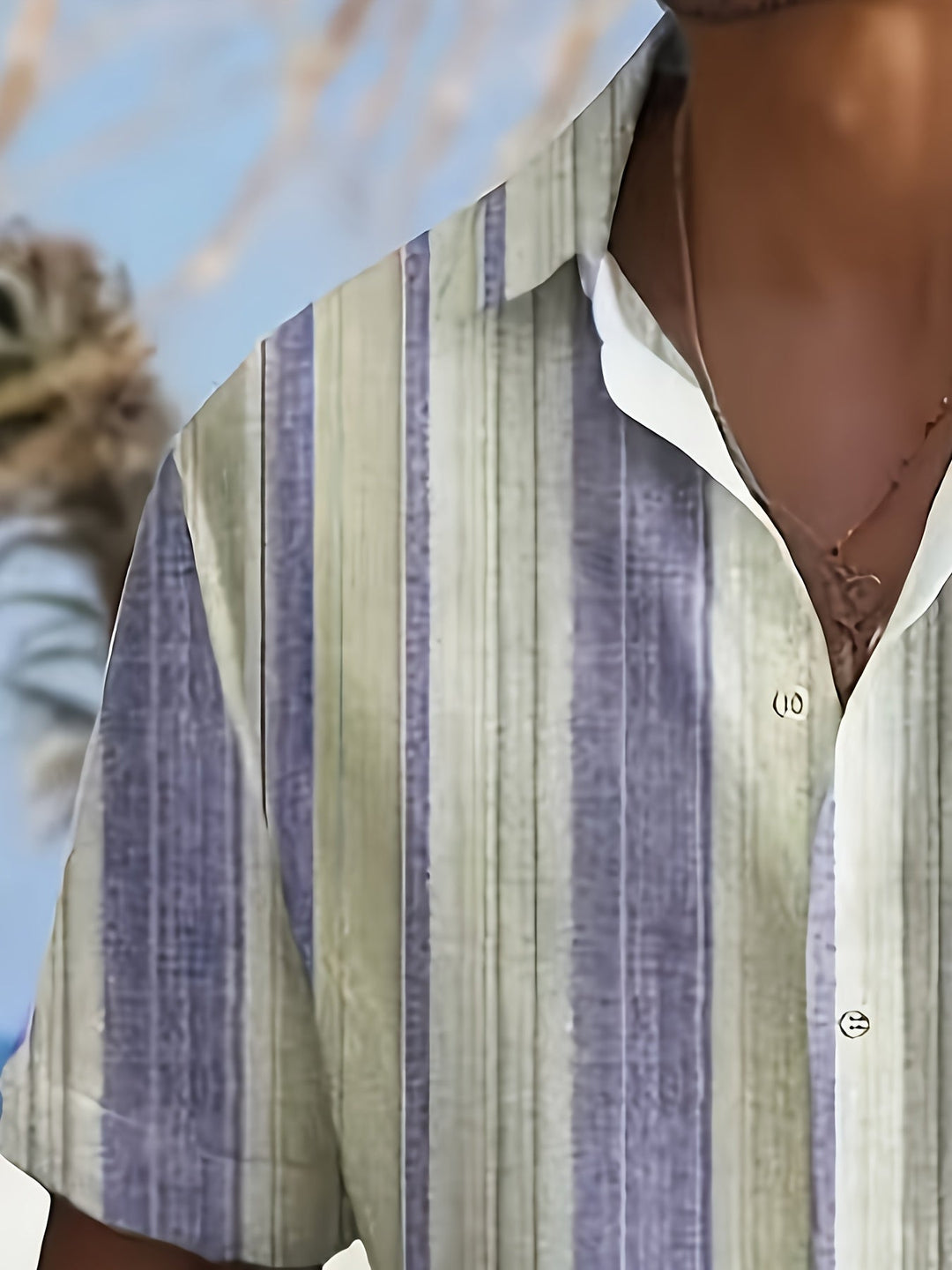 Relaxed Striped Short Sleeve Shirt for Men, Plus Size