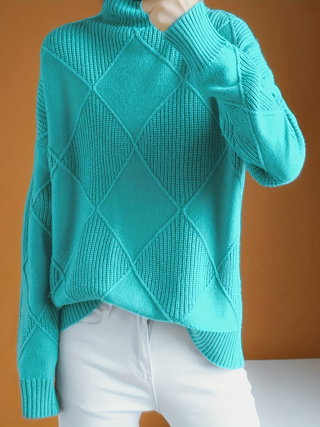 Turtleneck Sweater for Women, Textured Style