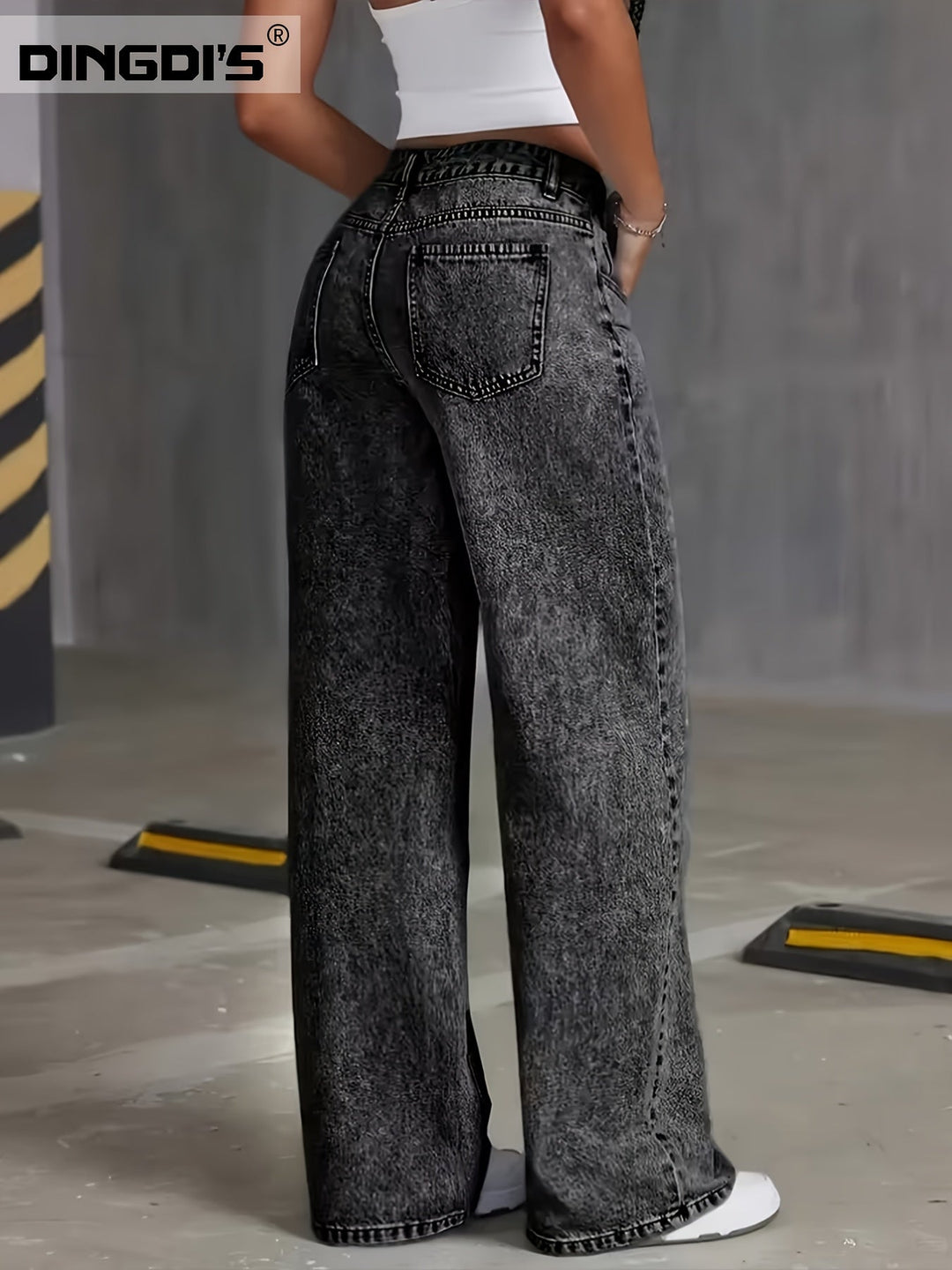 Black High-Waisted Wide-Leg Jeans for Women