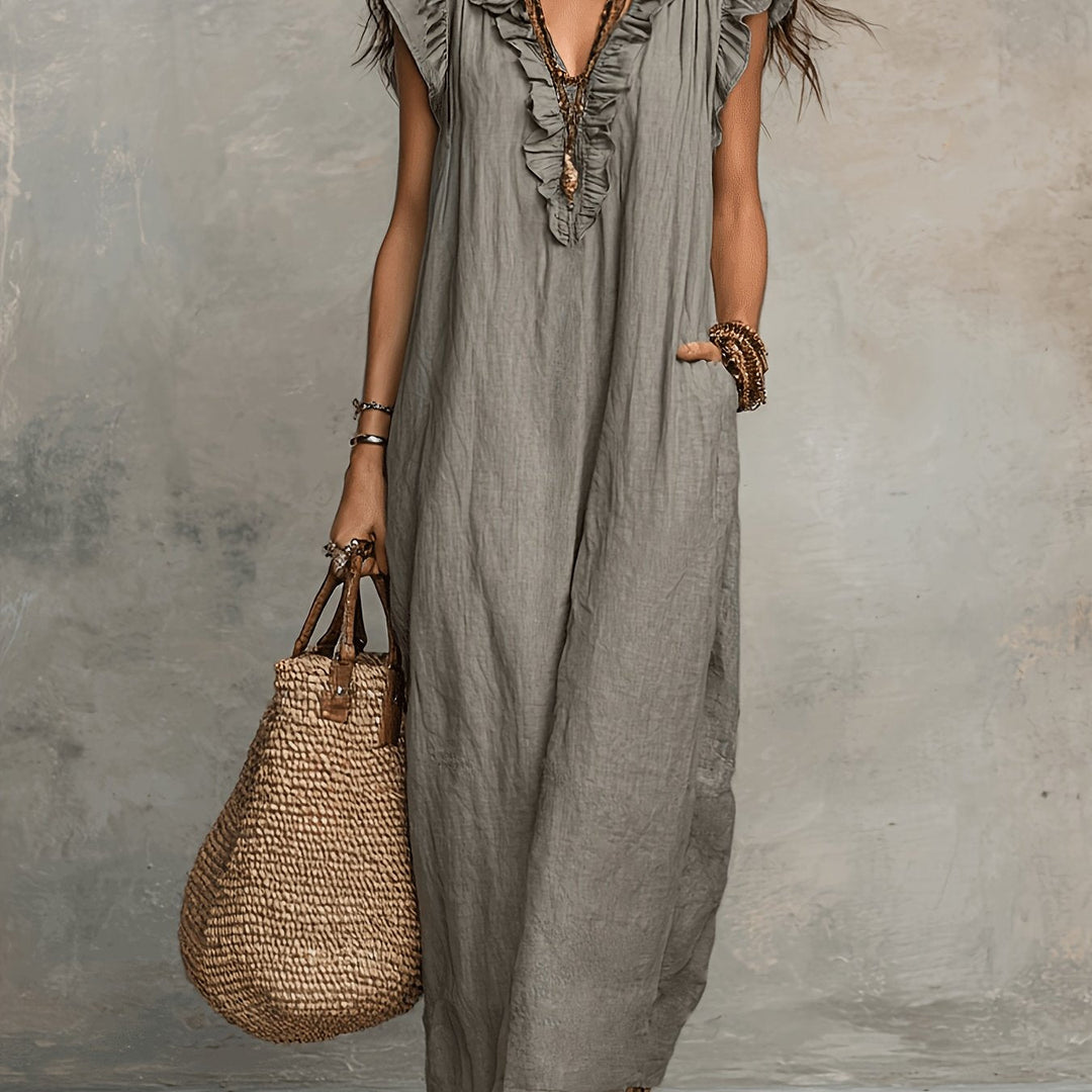 Women's Ruffled Bohemian Maxi Dress