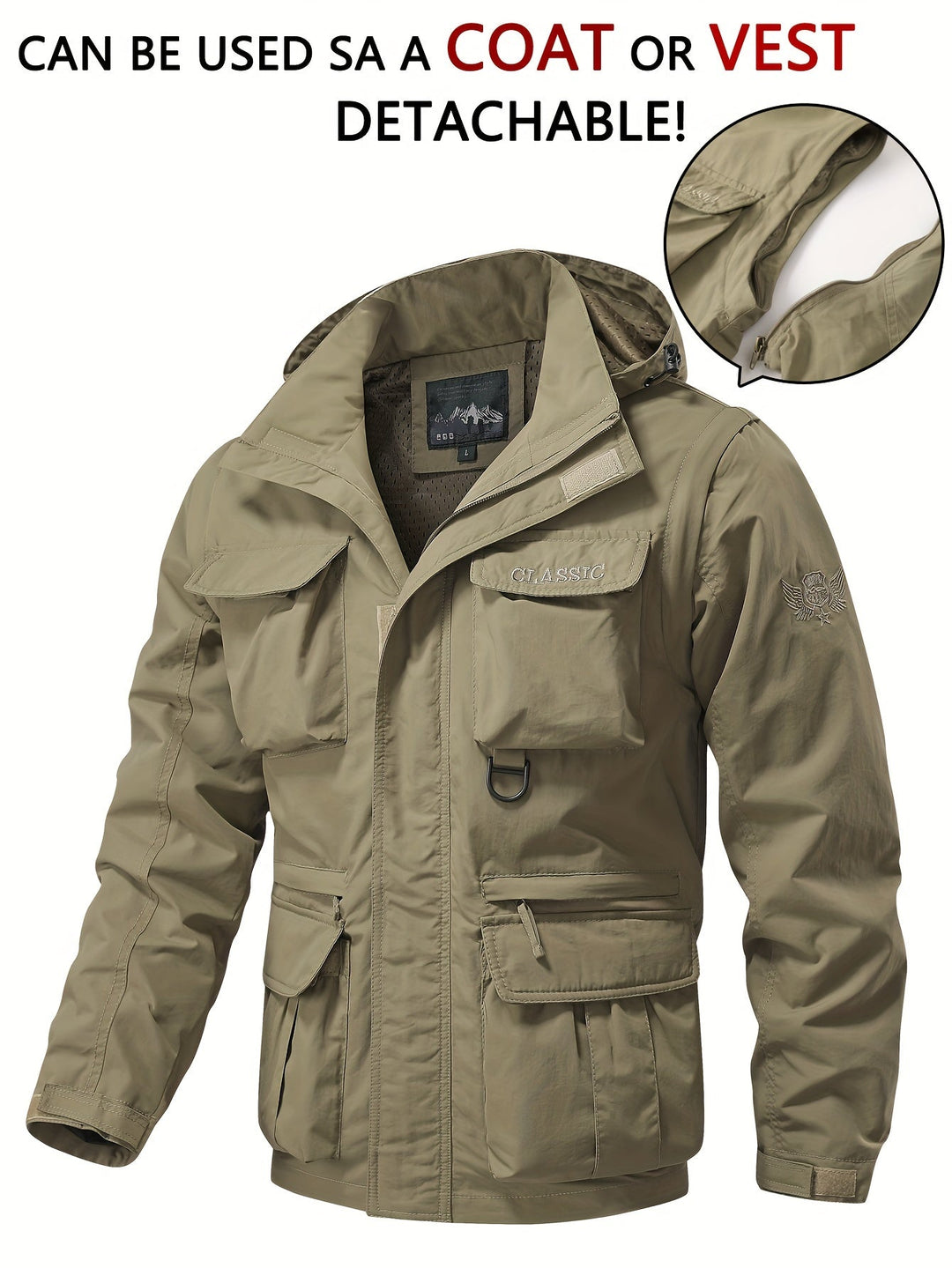 Multi-Pocket Cargo Jacket, Men's Rugged Fit