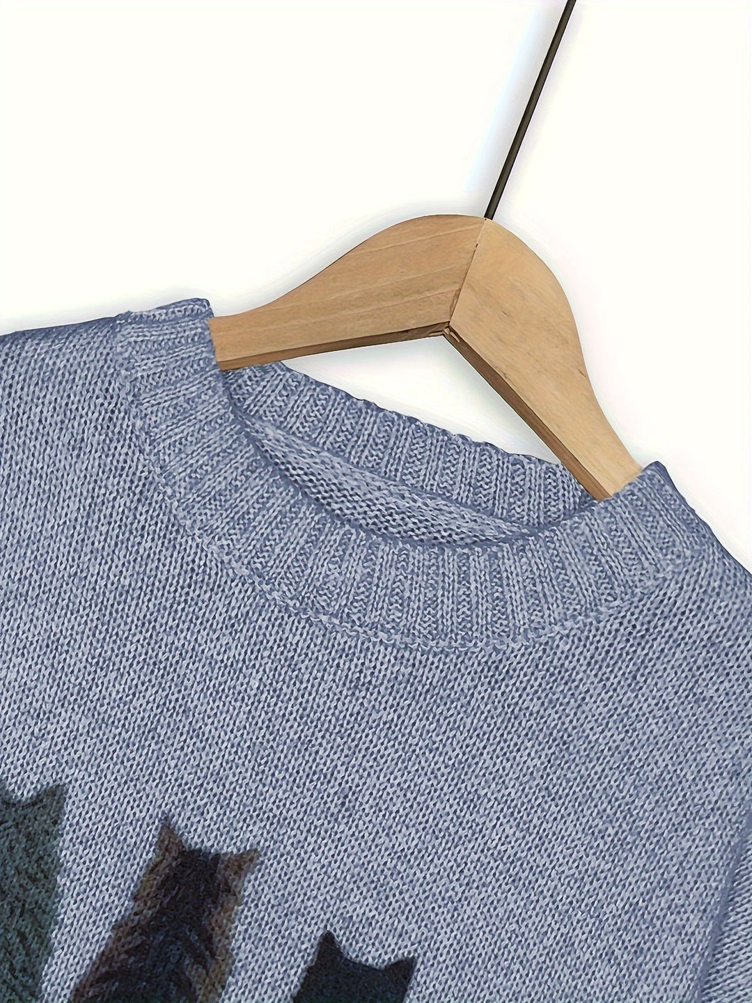 Cat-Print Sweater for Women, Cozy Style