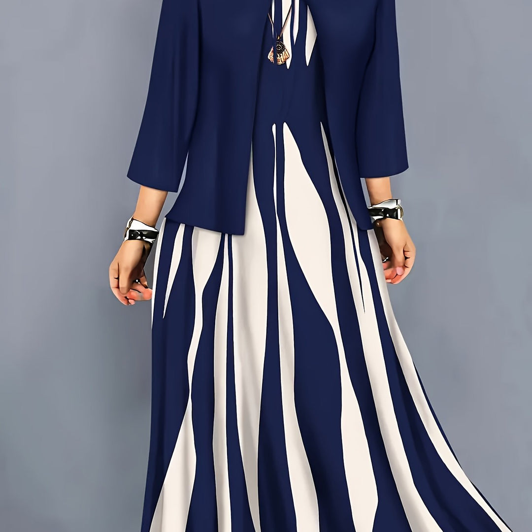 Two-Piece Elegant Dress Set for Women, Plus Size