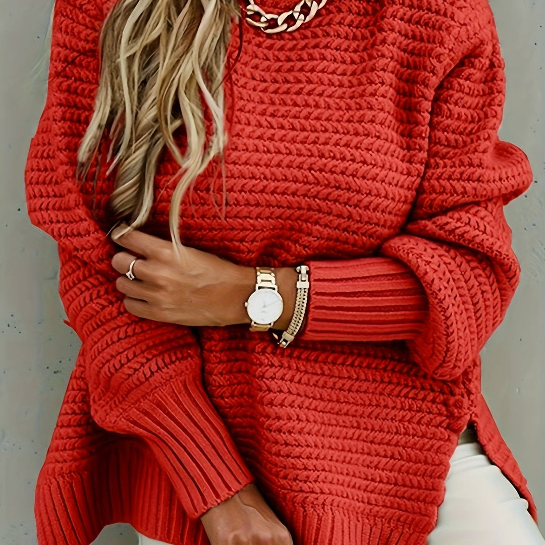 High-Low Sweater for Women, Textured Style