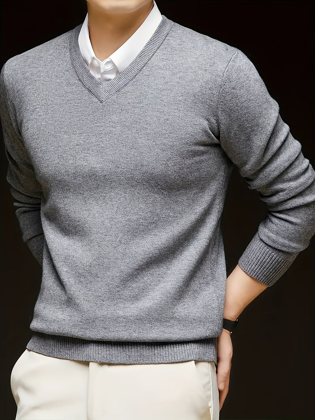 Refined V-Neck Sweater for Men