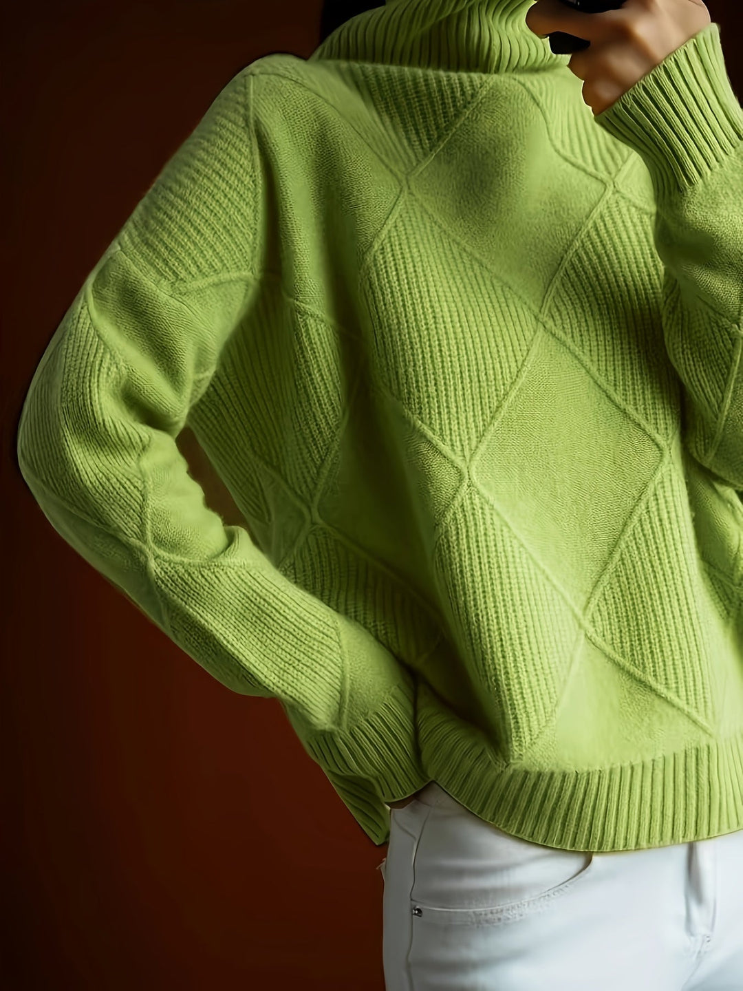 Turtleneck Sweater for Women, Textured Style