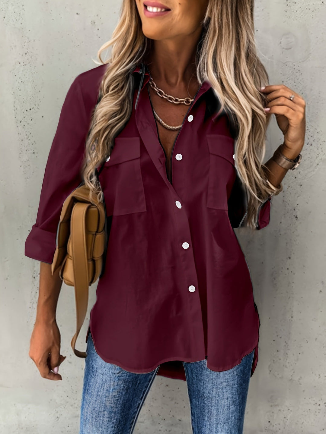 Button-Front Shirt for Women, Relaxed Style