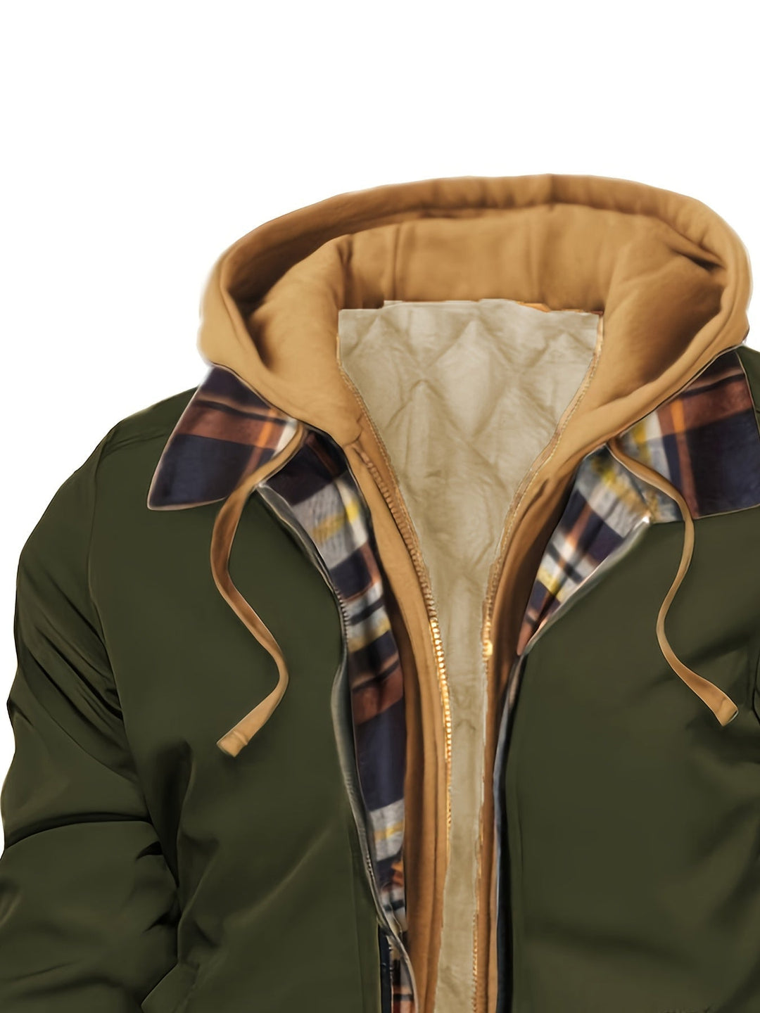 Hooded Warm-Lined Zip Jacket for Men, Plus Size
