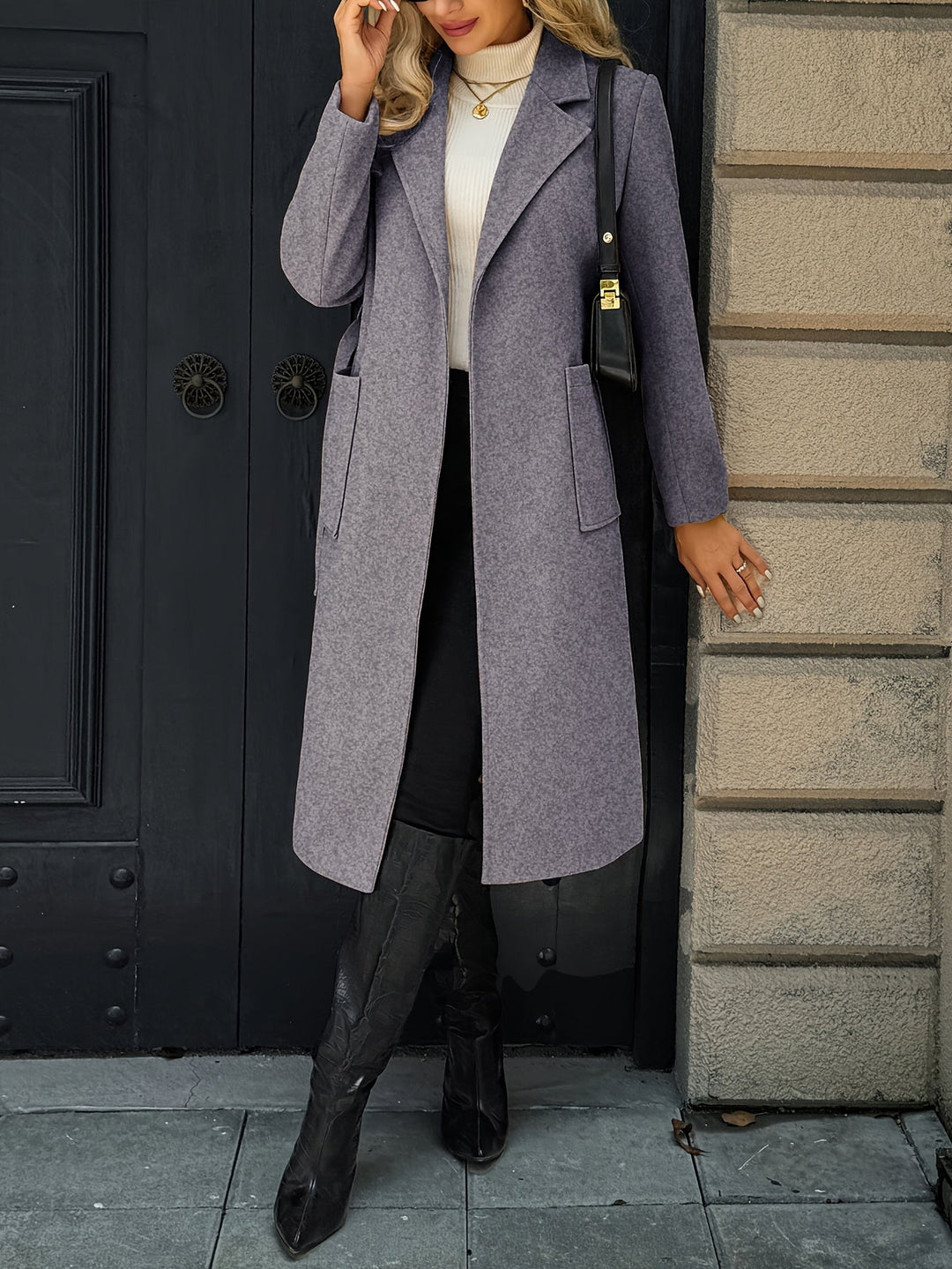 Tailored Belted Long Coat for Women